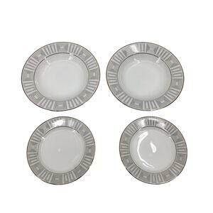 Mikasa Parthenon L3266 Fine China Set of 4 Side Plates 6.5" Gray/Silver White